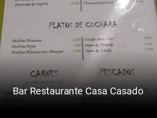 Reserve ahora una mesa en Bar Restaurante Casa Casado
