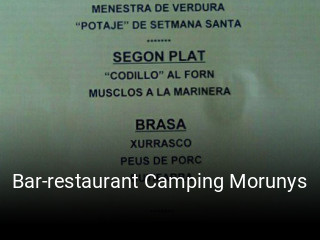 Bar-restaurant Camping Morunys reserva de mesa