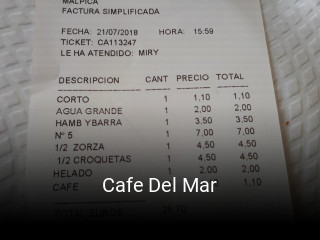 Cafe Del Mar reservar en línea