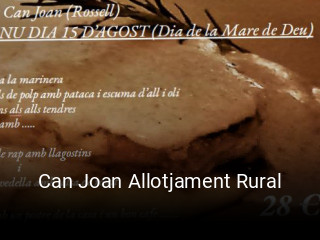 Reserve ahora una mesa en Can Joan Allotjament Rural