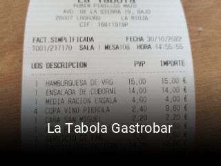 Reserve ahora una mesa en La Tabola Gastrobar