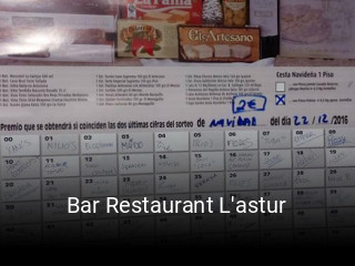 Reserve ahora una mesa en Bar Restaurant L'astur