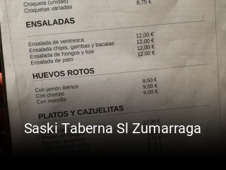 Saski Taberna Sl Zumarraga reserva de mesa